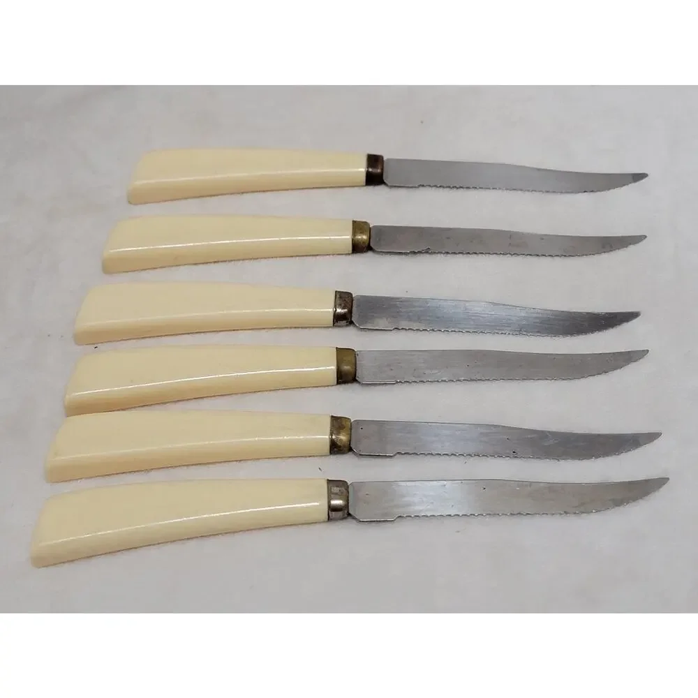 Set Of 6 Vintage Quikut Serrated Steak Knives